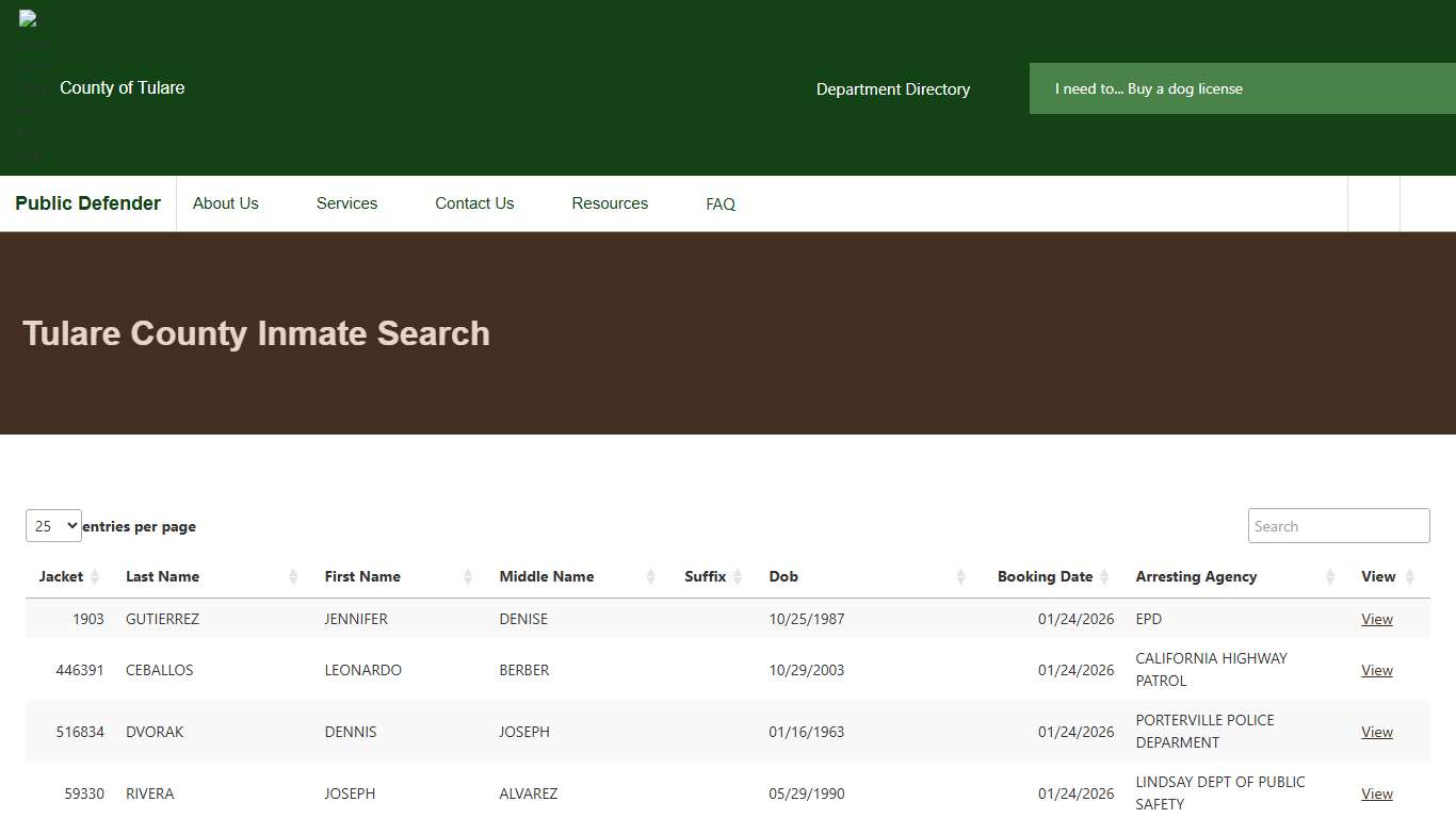 Tulare County Inmate Search Public Defender