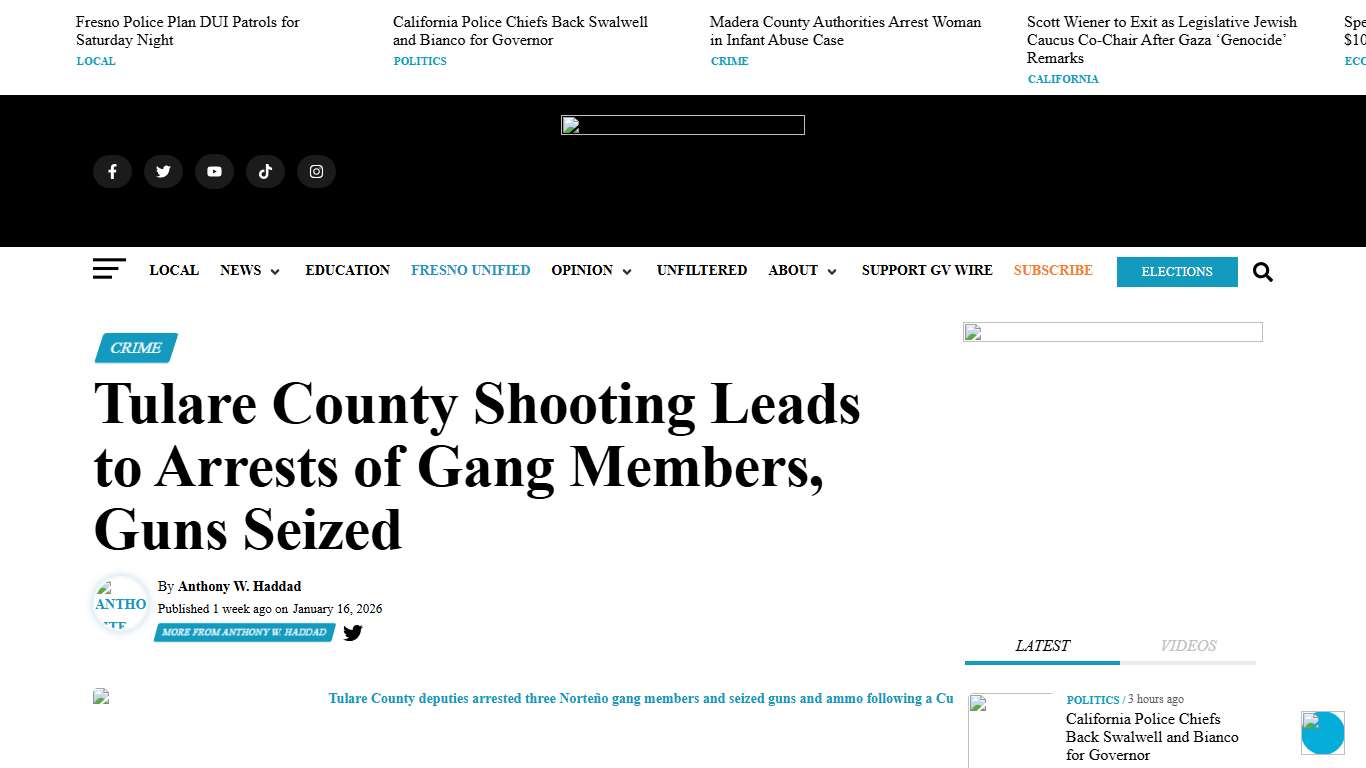 Tulare County Shooting Leads to Arrests of Gang Members, Guns Seized - GV Wire